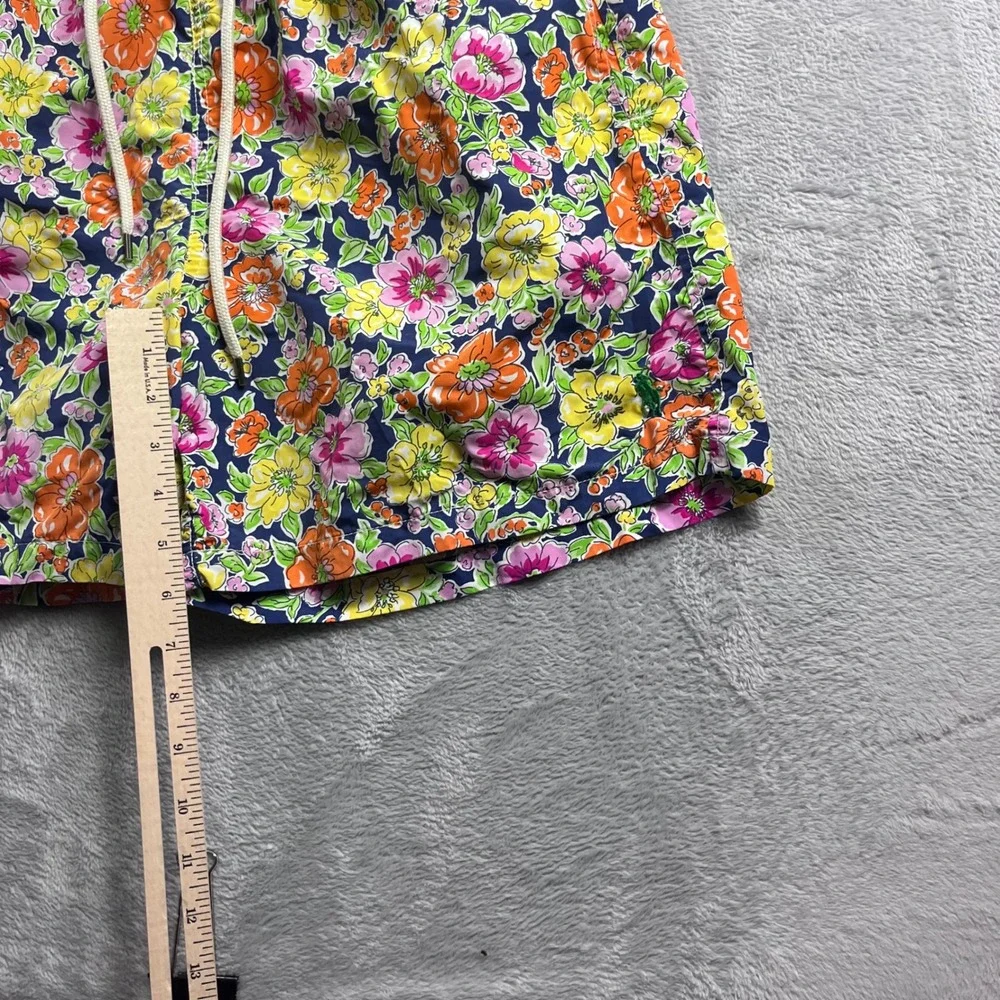 Polo Ralph Lauren Floral Swim Trunks Mens Large Navy Blue Pink Orange 6in Inseam